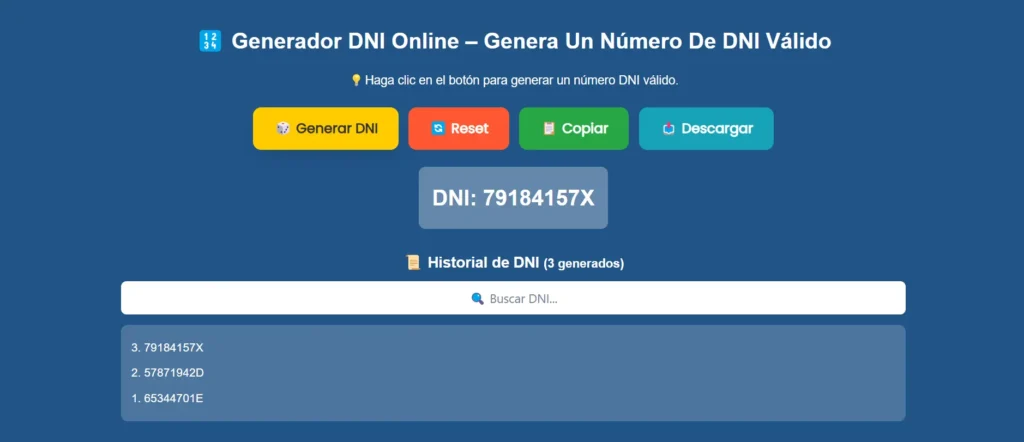 Generador DNI Online 2025: Crea DNI Válidos Gratis en Segundos 1 Generador DNI